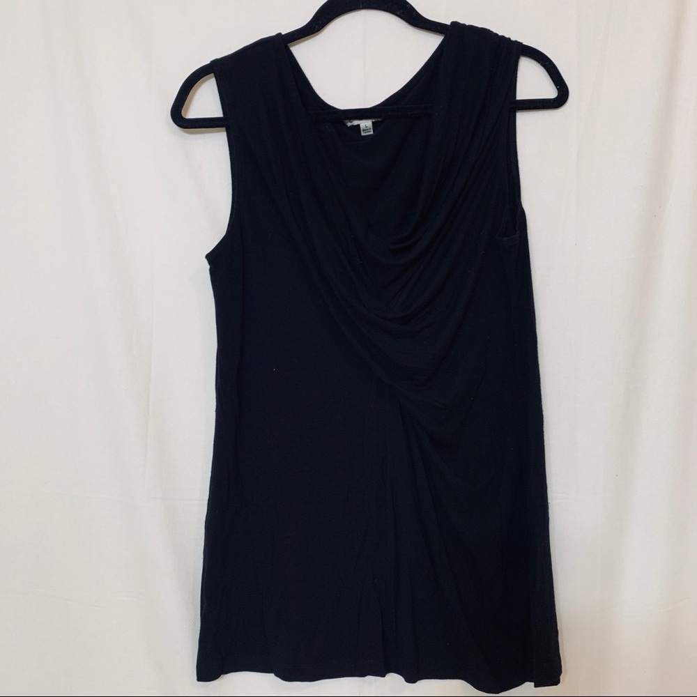CAbi L Large Black Drape Neck Office Casual Tank
